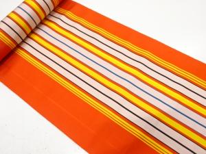 アンティーク　本場筑前博多　縞模様織り出し　名古屋帯地反物